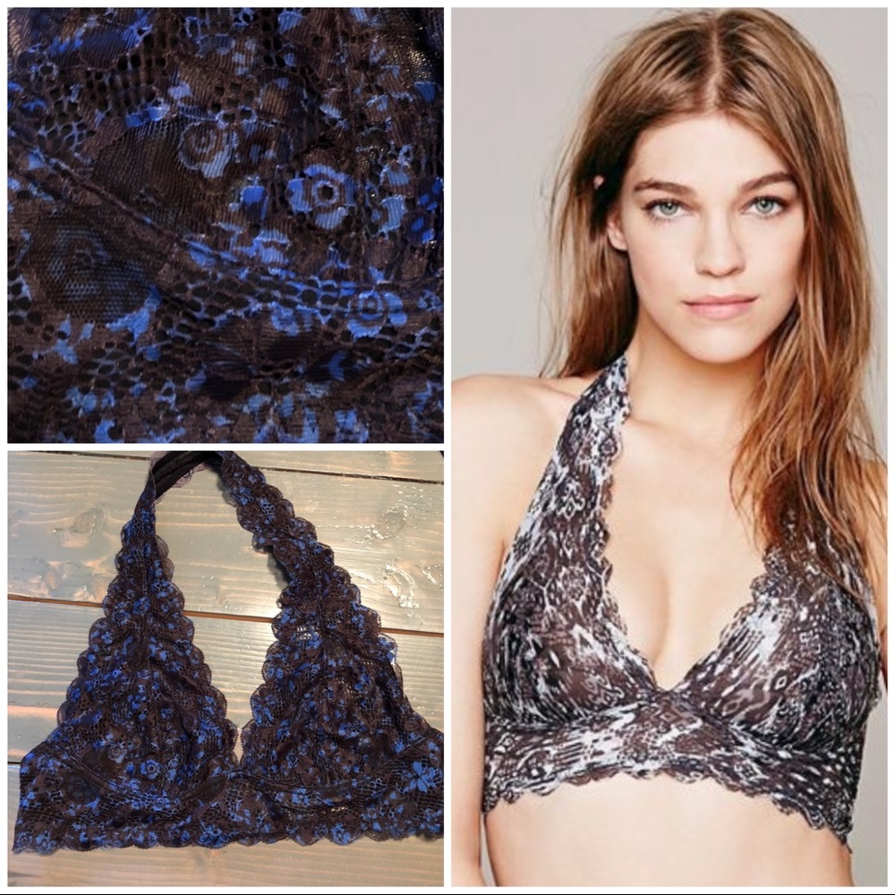 New Free People Galloon Lace Floral Halter Bra #2